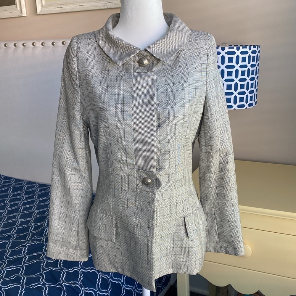 Bill Blass Vintage 70s Plaid "Nickel Coin" Button Blazer Size 6 with Tags
